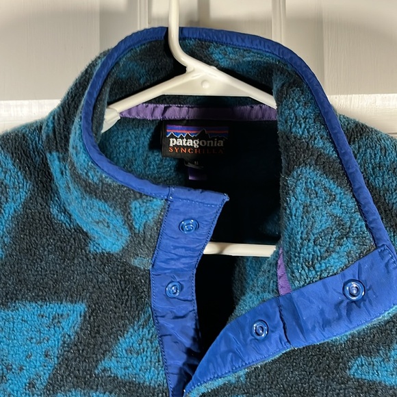 Patagonia Synchilla Snap-T Fleece Pullover Blue Forge Aztec Men’s M Women’s L - Picture 4 of 16